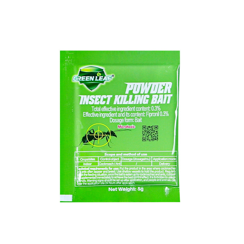 Green Leaf Cockroach & Ant Killer Bait – Fast-Acting Fipronil 0.5% Powder | Kills Roaches, Ants, Colonies & Eggs