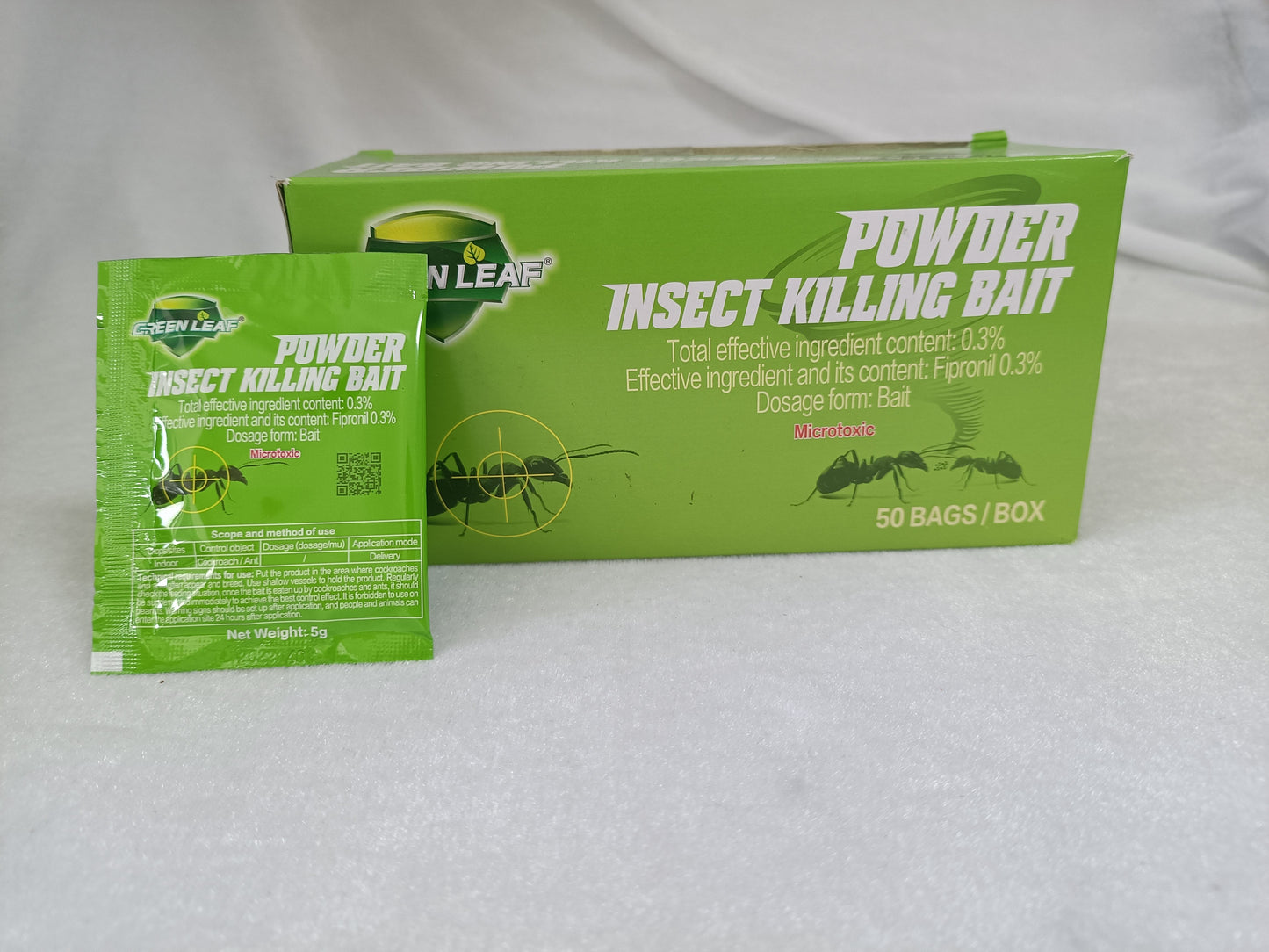 Green Leaf Cockroach & Ant Killer Bait – Fast-Acting Fipronil 0.5% Powder | Kills Roaches, Ants, Colonies & Eggs