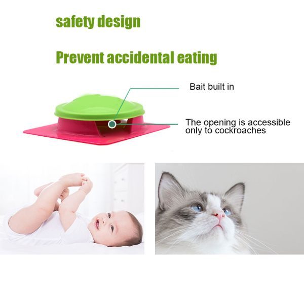 Safety-designed cockroach stickers with built-in bait to prevent accidental eating for pest control