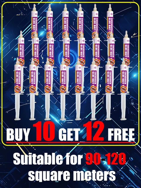 SHINEBOX Chinese roach poison pack featuring 12 syringes for effective pest control in 90 to 120 square meters