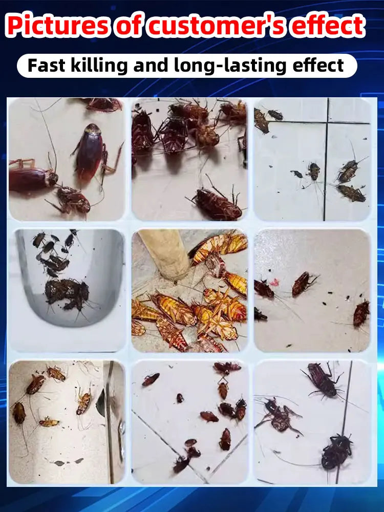 Customer results showcasing effectiveness of Chinese roach poison with fast killing and long-lasting effects