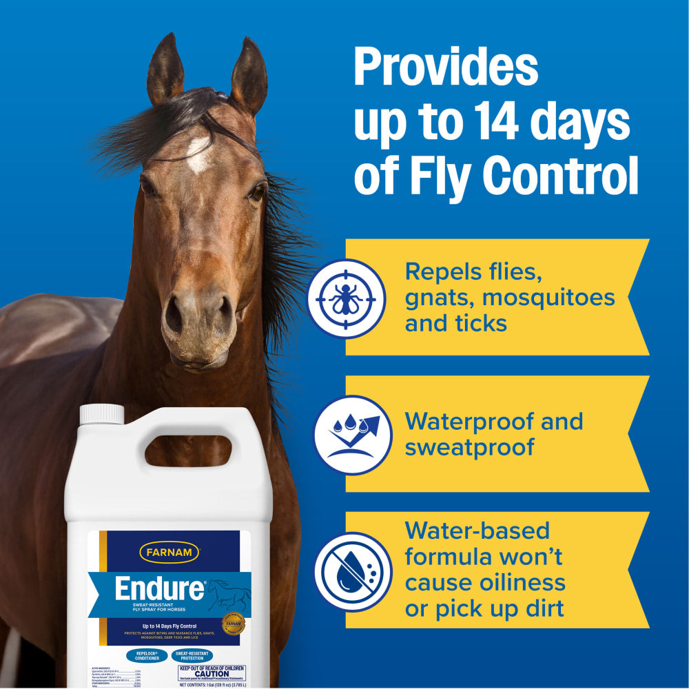 Farnam Endure Sweat-Resistant Fly Spray for Horses – Gallon