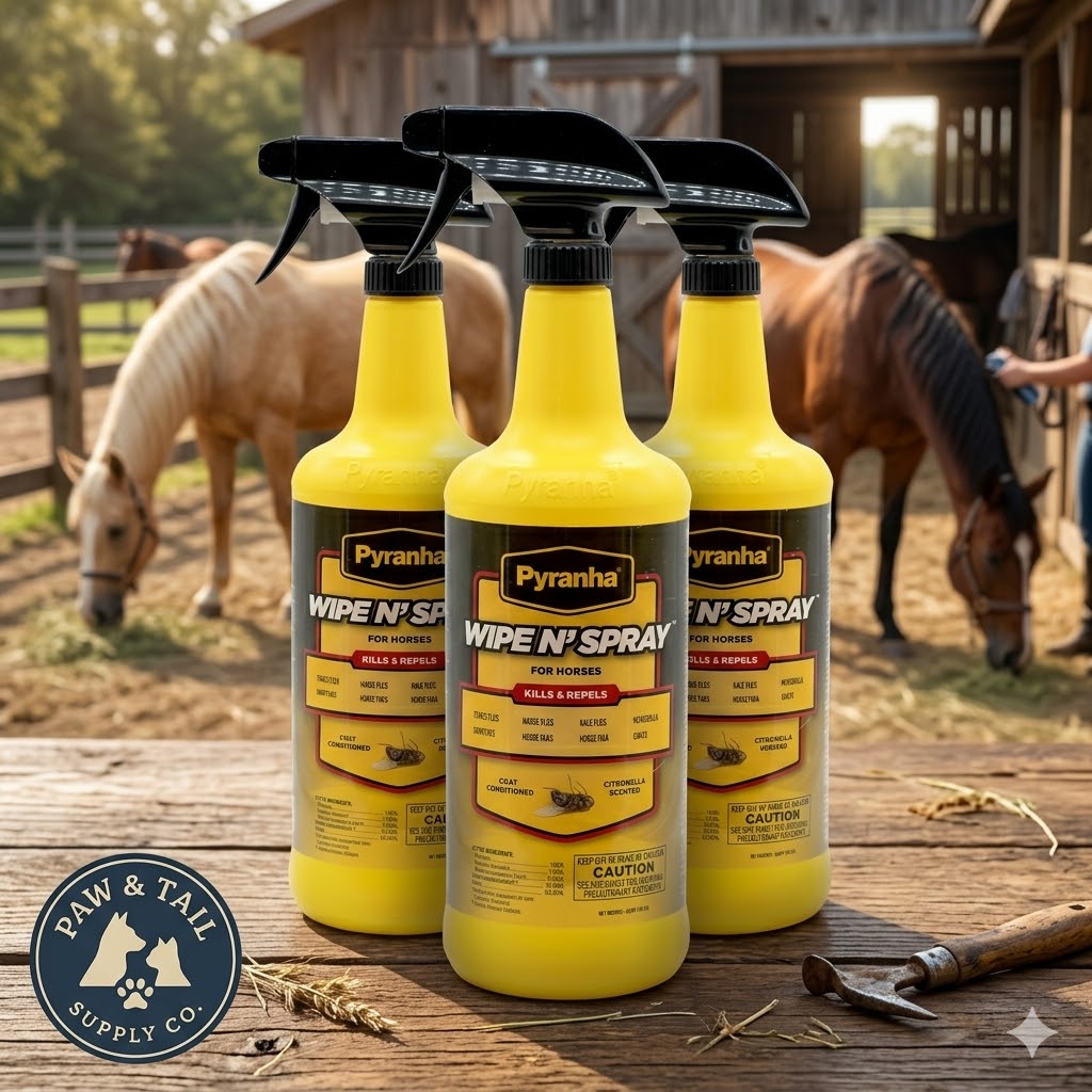 Pyranha Wipe N Spray Fly Repellent for Horses 32 oz.
