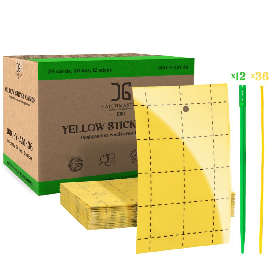 Catchmaster Yellow Sticky Insect Traps – Double-Sided Cards 36 or 72 Count