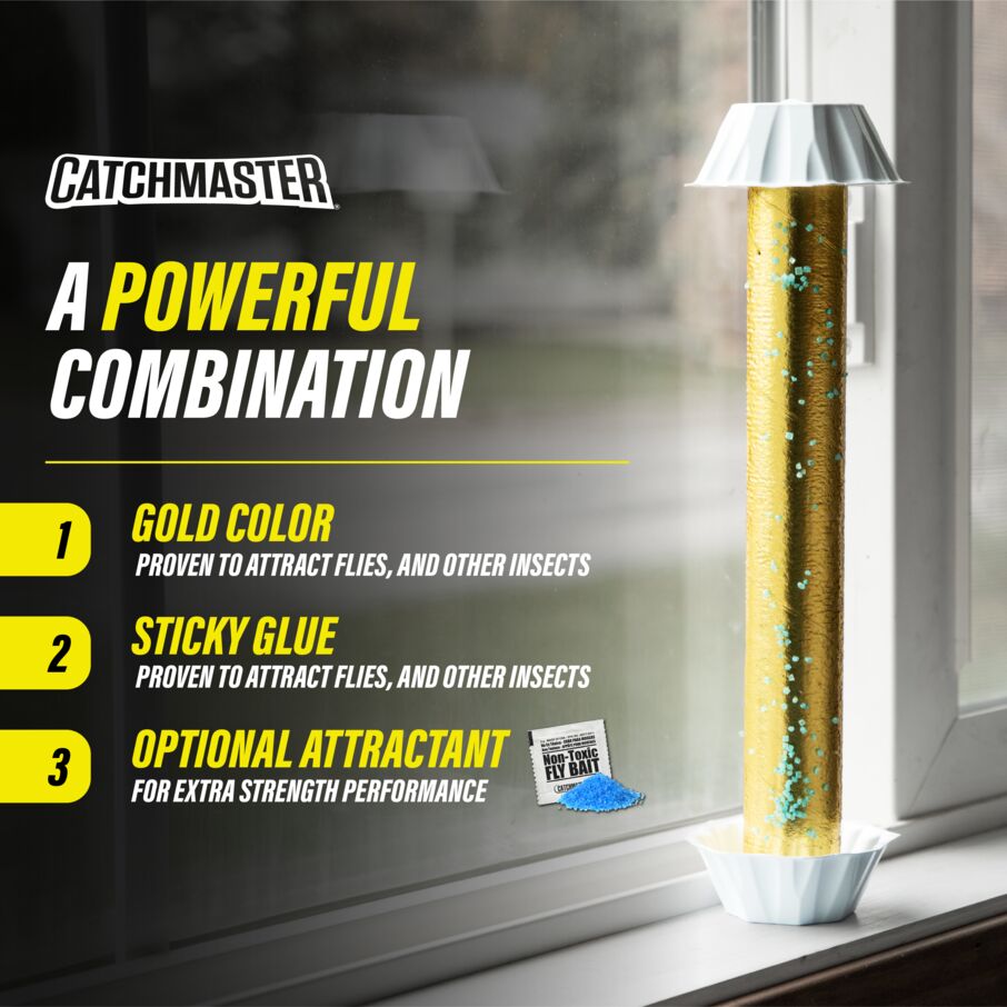 Gold Stick Fly Sticky Traps with Attractant – 4 Count