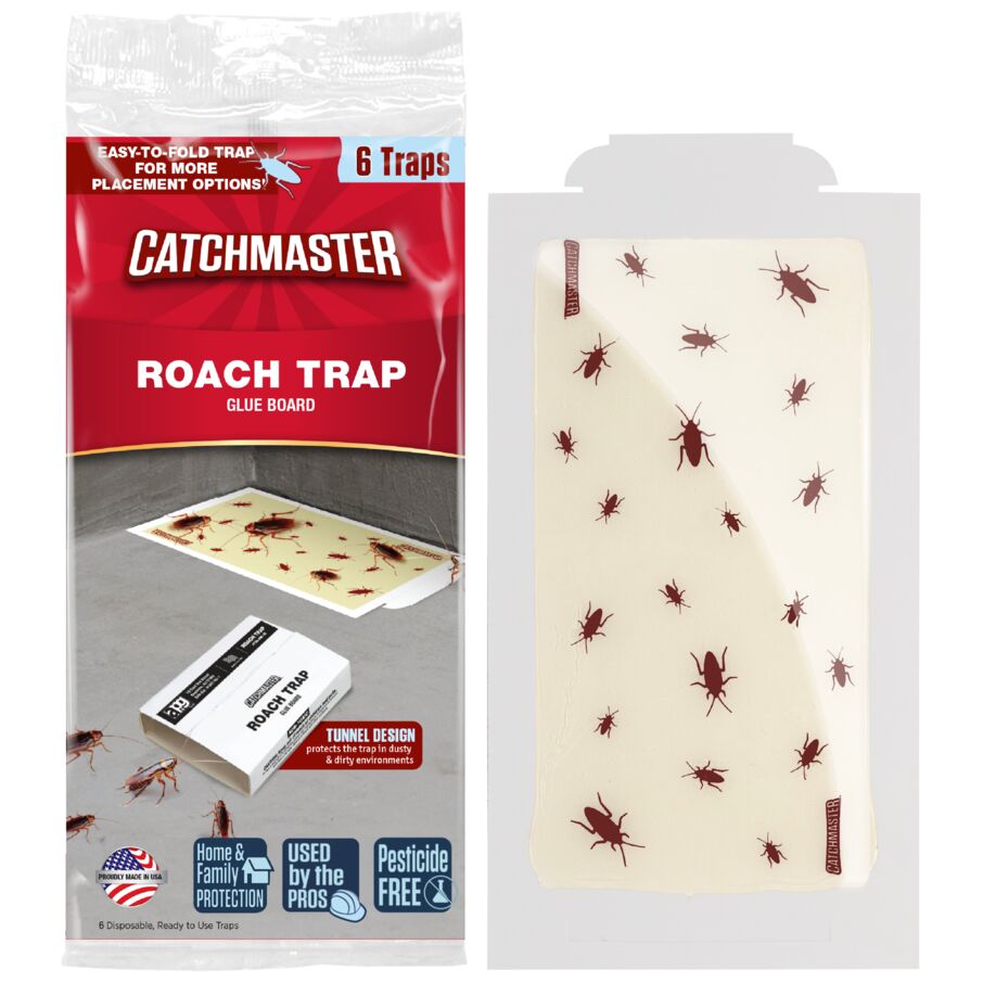 Roach Trap Glue Boards – Cockroach Sticky Traps & Glue Boards for Roaches Catchmaster 6 Count