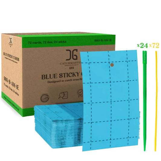 72 Count Catchmaster Blue Sticky Insect Traps – Double-Sided 3×5"