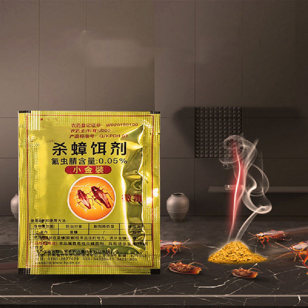 SHINEBOX Chinese cockroach powder in a gold package for effective pest control