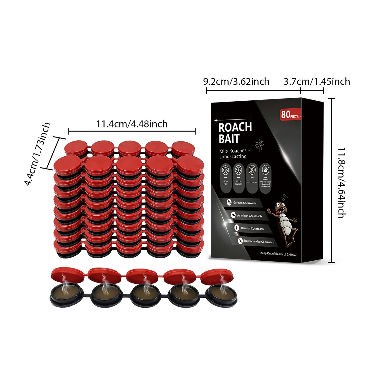 Cockroach Gel Bait Stations 80-pack for effective indoor roach control and long-lasting protection