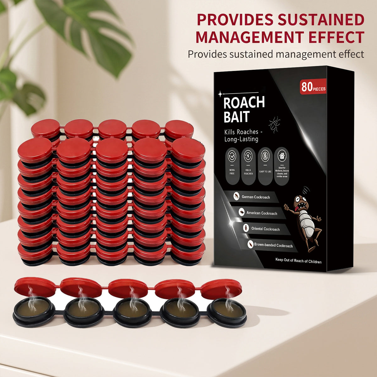 Cockroach Gel Bait Stations 80-count for effective indoor roach control