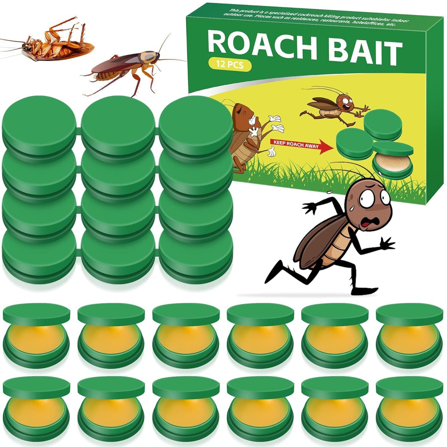 SHINEBOX Cockroach Killer Sticker pack of 12 for effective roach bait and pest control