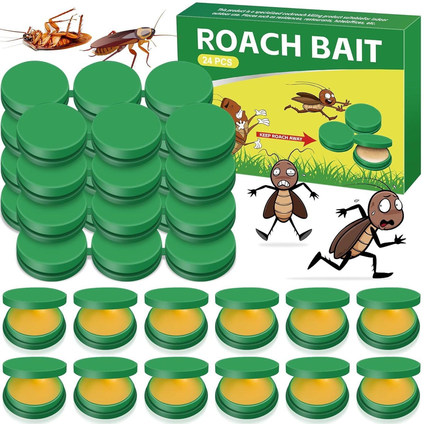 SHINEBOX Cockroach Killer Sticker Pack with 24 Baits Designed to Eliminate Roaches Effectively