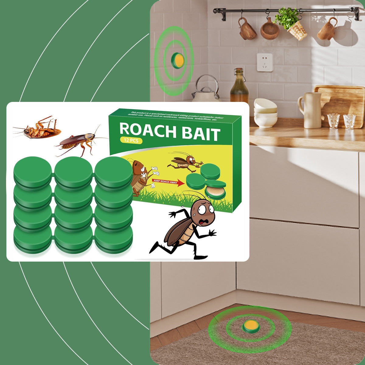 SHINEBOX cockroach killer sticker with effective roach bait in a kitchen setting for pest control