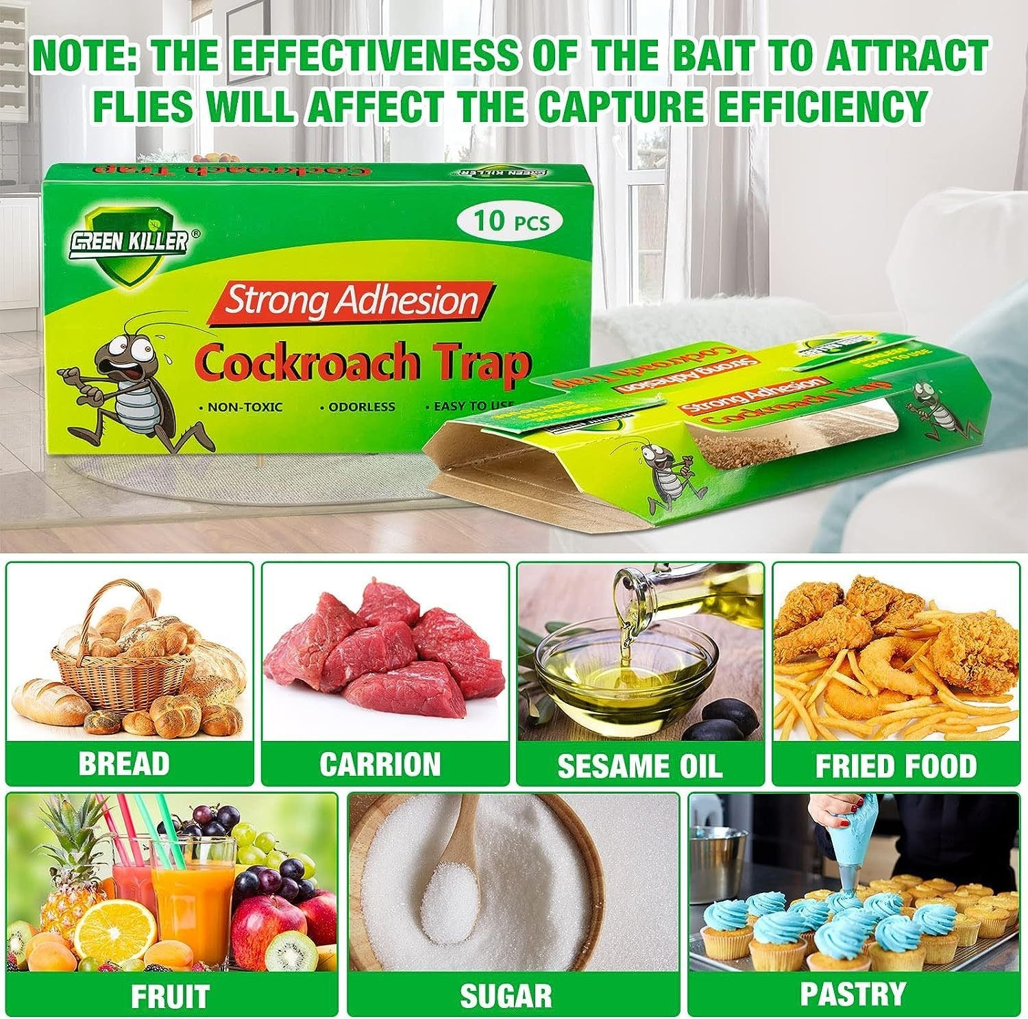 10 Pack Roach Glue Traps – Sticky Flea & Cockroach Catcher for Indoor Use