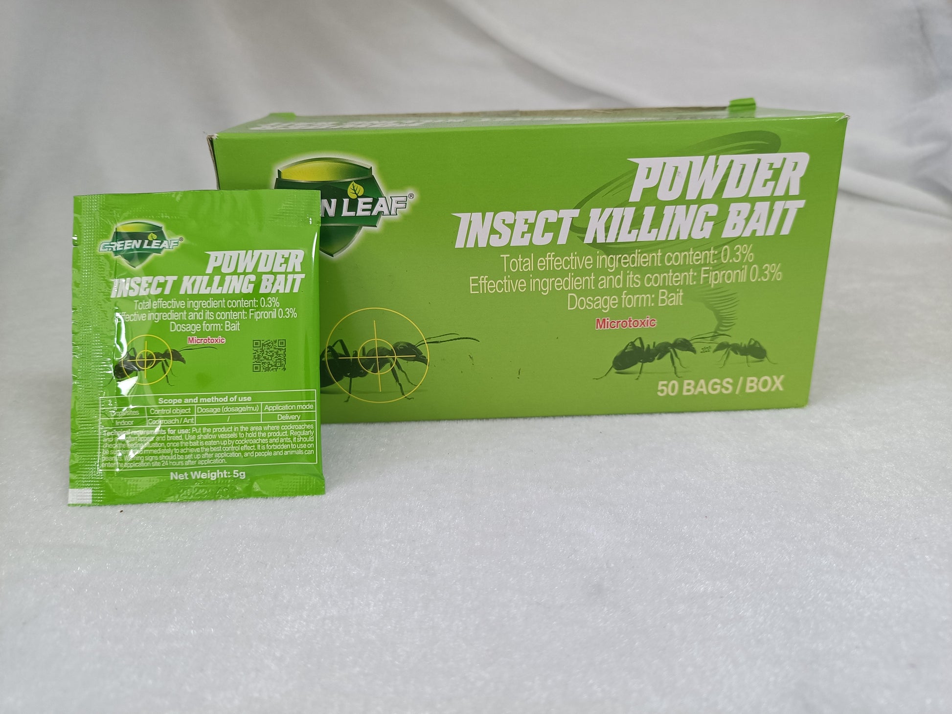 50 Sachets Green Leaf Killing Bait – Ant & Cockroach Colony Eliminator