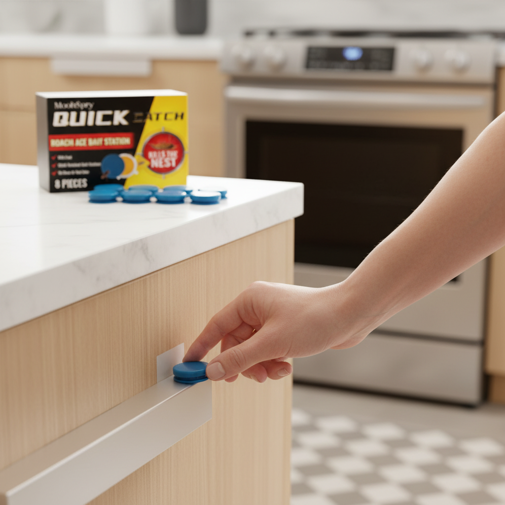 Quick Catch Bait Station 8 Pack – Child-Resistant Indoor Roach Trap