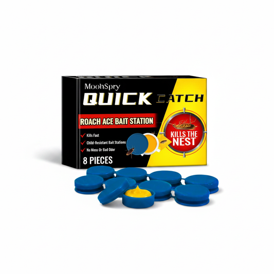 Quick Catch Cockroach Bait Stations, 8 Pack – Child-Resistant Roach Trap