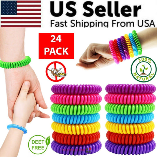 24 Pack Insect Repellent for Mosquitoes Wristbands in Vibrant Colors