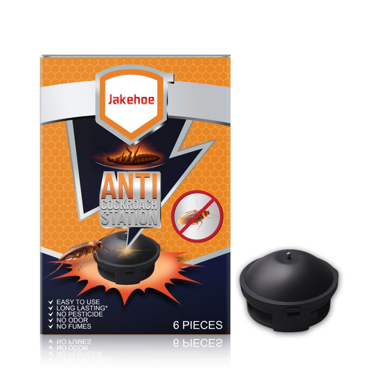 SHINEBOX Anti Cockroach Station in Black, 6 pieces household cockroach killer bait for effective pest control