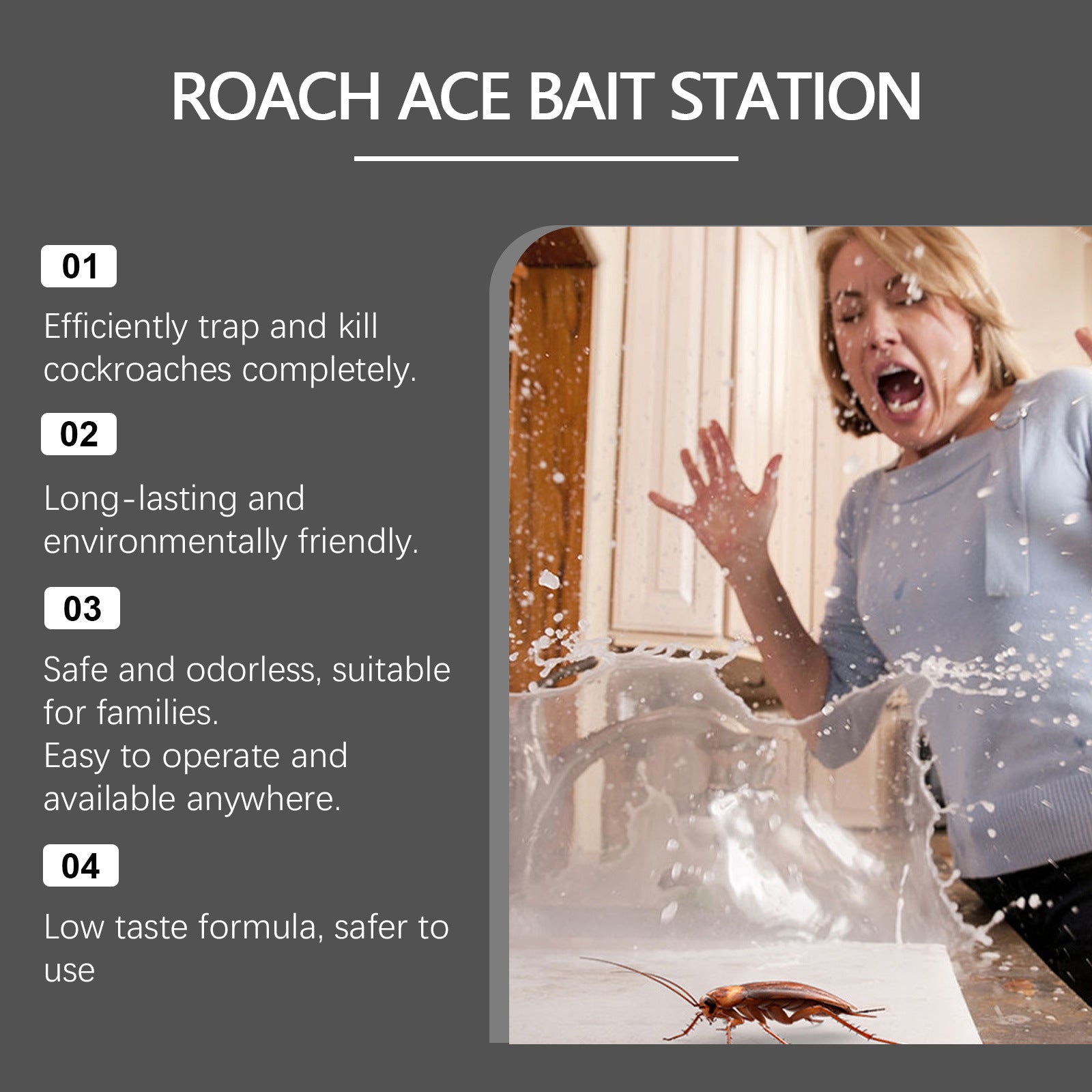 16 Pack Quick Catch Bait Station – Adhesive Indoor Roach Trap for Full Home Coverage