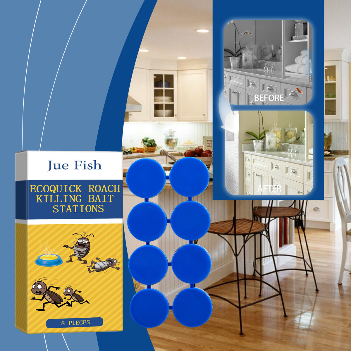 SHINEBOX cockroach bait stickers 8 pieces for effective indoor pest control