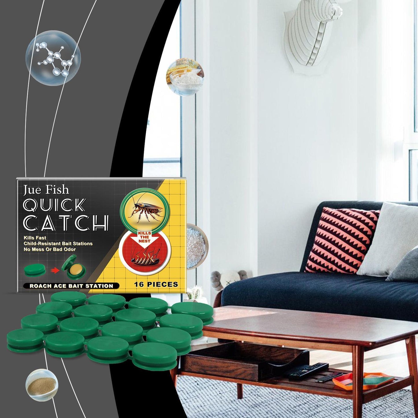 SHINEBOX cockroach killer sticker bait stations with 16 pieces for effective pest control in homes