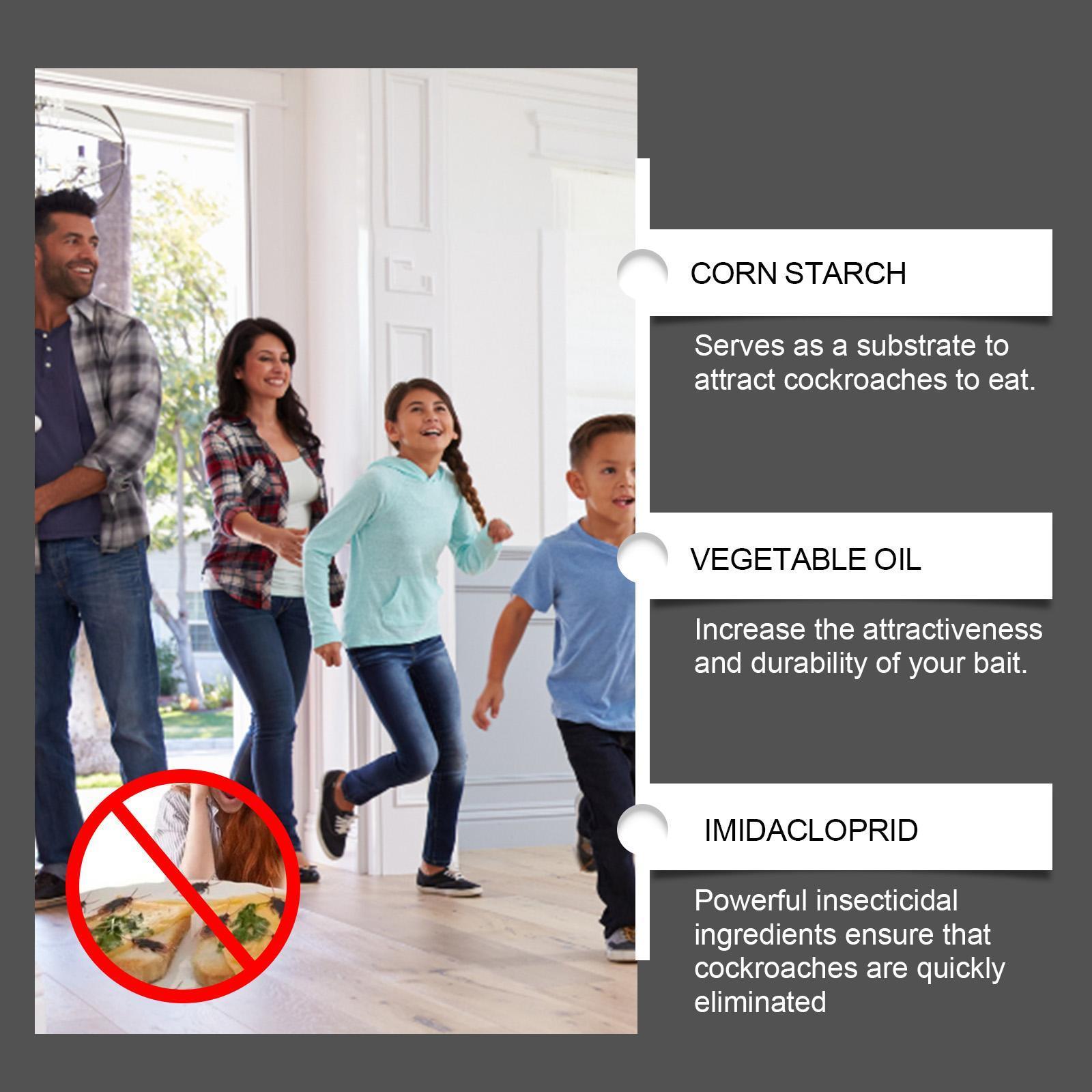 SHINEBOX cockroach killer sticker with ingredients corn starch, vegetable oil, and imidacloprid for effective pest control