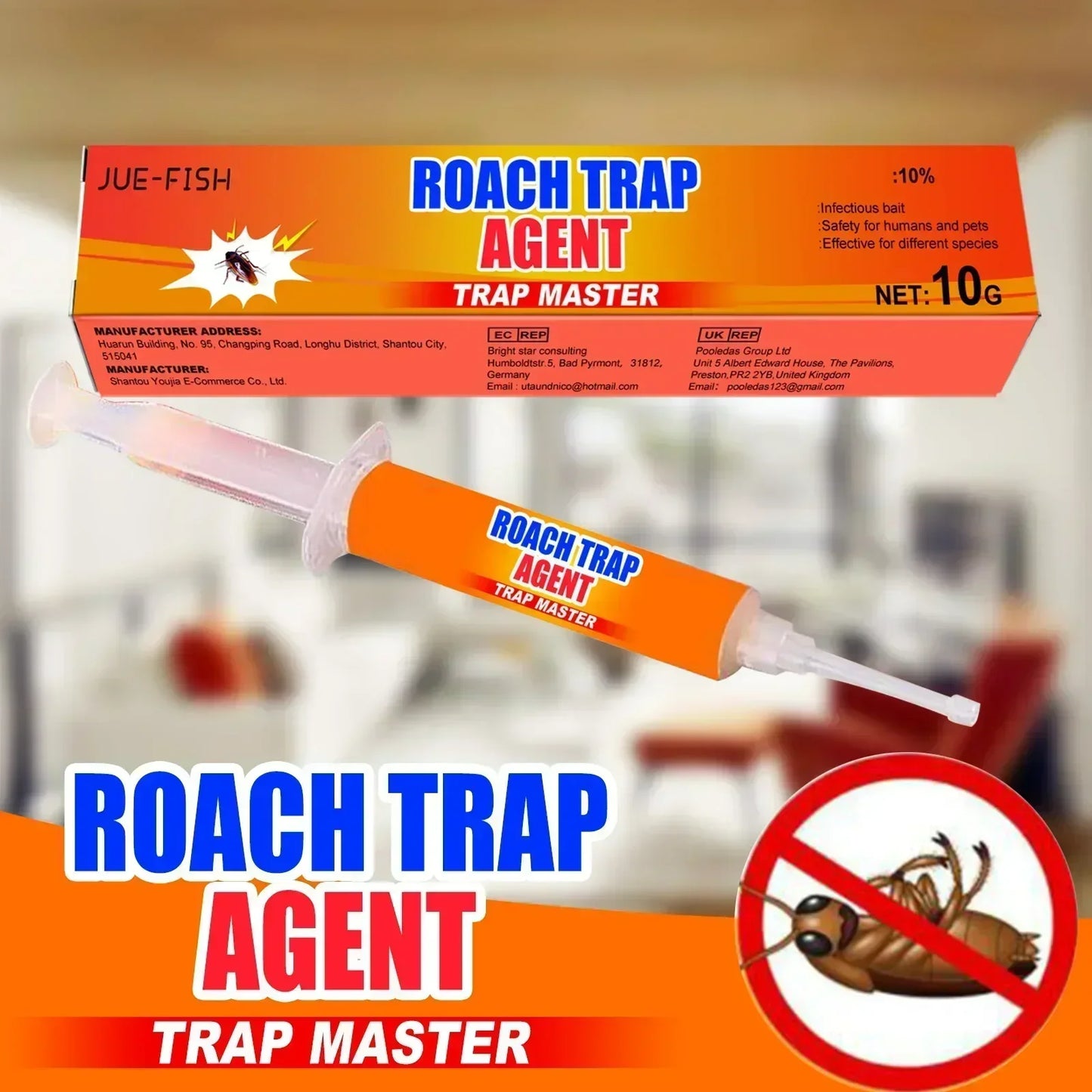 SHINEBOX Cockroach Killing Gel, 10g syringe, effective solution for home pest control