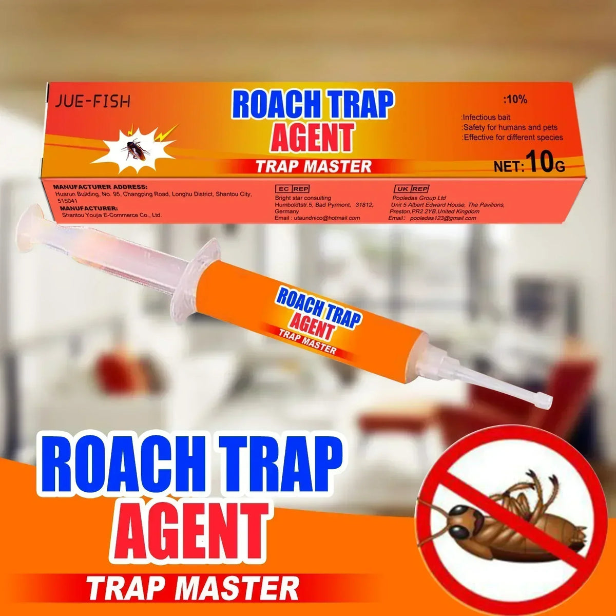 Cockroach Killing Gel syringe 10g by SHINEBOX for effective indoor roach elimination