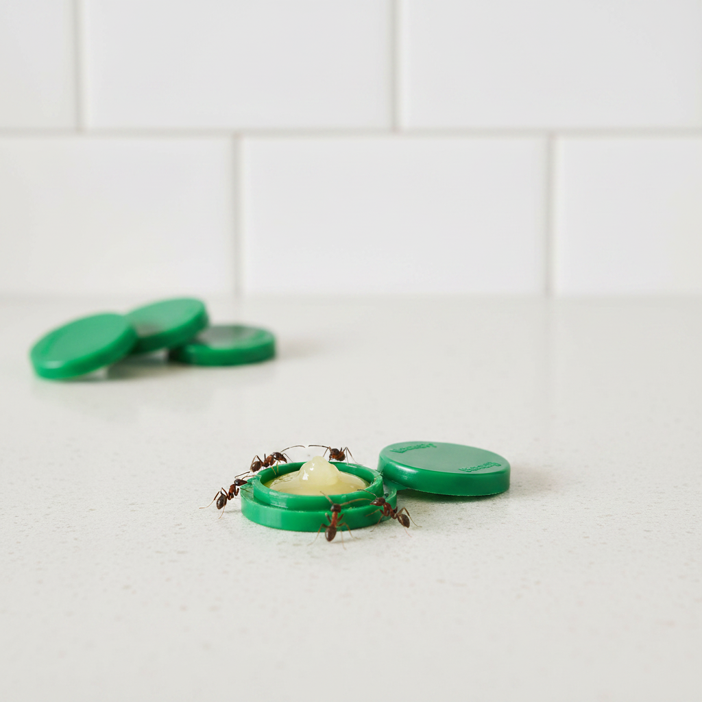 Fipronil ant bait gel in green bait stations for effective indoor ant control