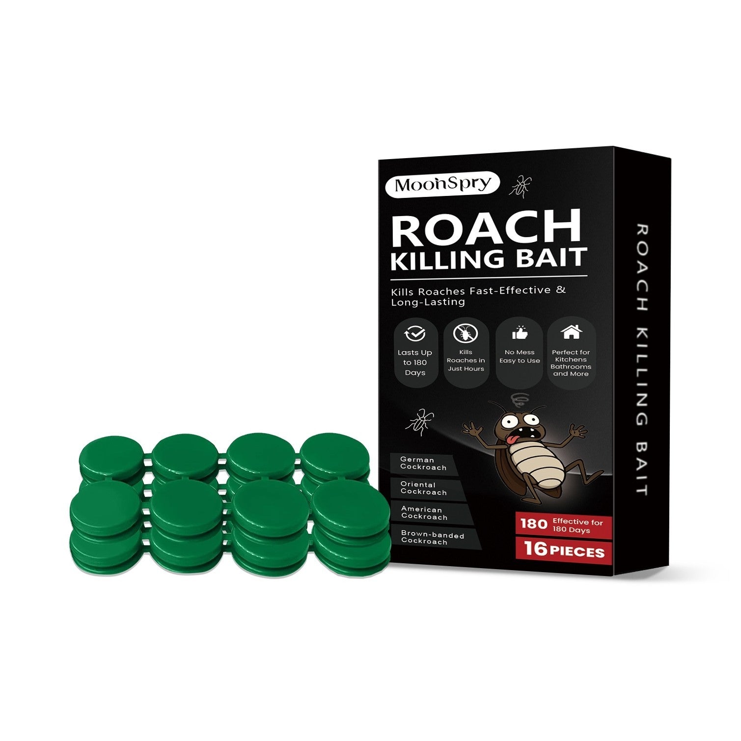 SHINEBOX cockroach killer sticker package featuring 16 pieces of effective roach killing bait