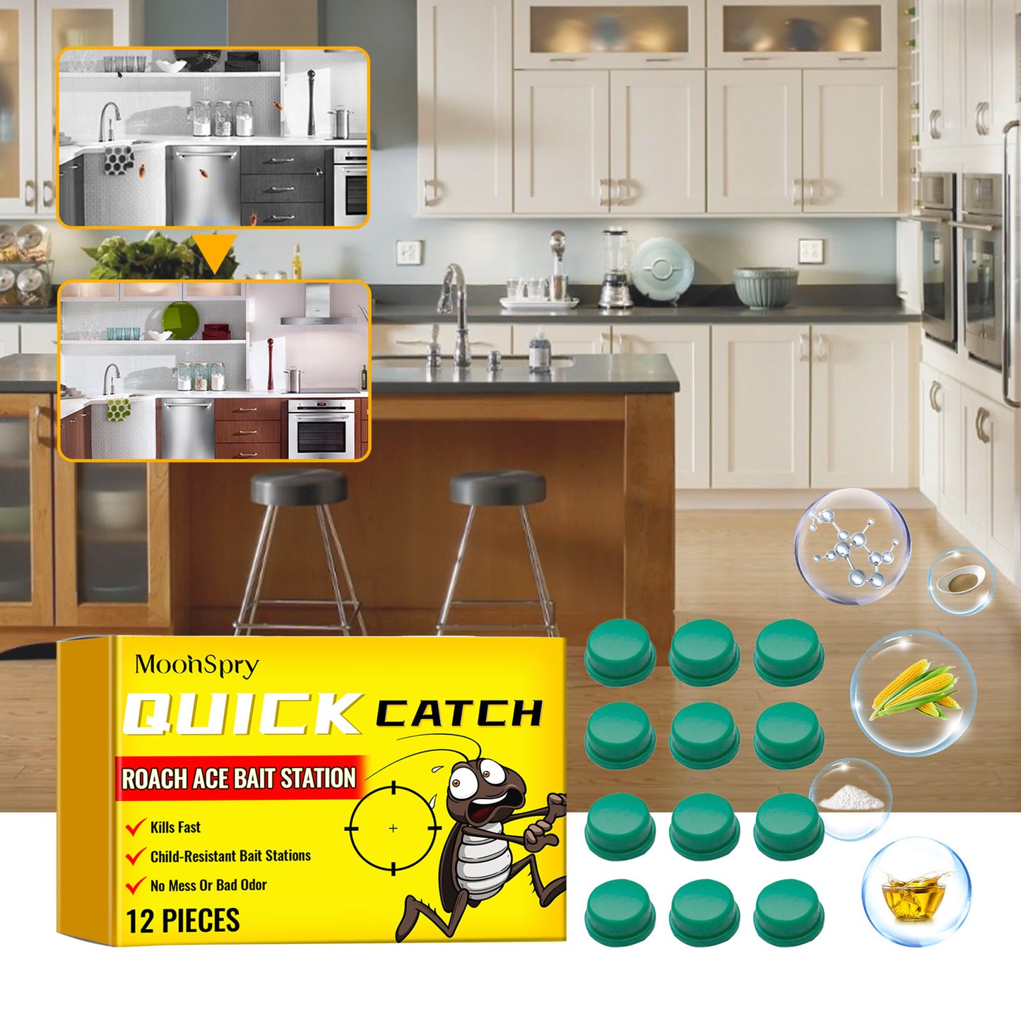 SHINEBOX cockroach killer sticker for effective pest control with easy application and 12 pieces