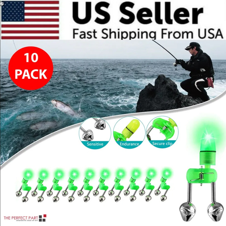 SHINEBOXX Night Fishing 10 Pack with LED Clip-On Rod Alerts for Increased Catch Success