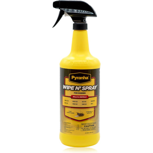Pyranha Wipe N Spray for Horses 32oz fly horse spray to repel flies and insects effectively