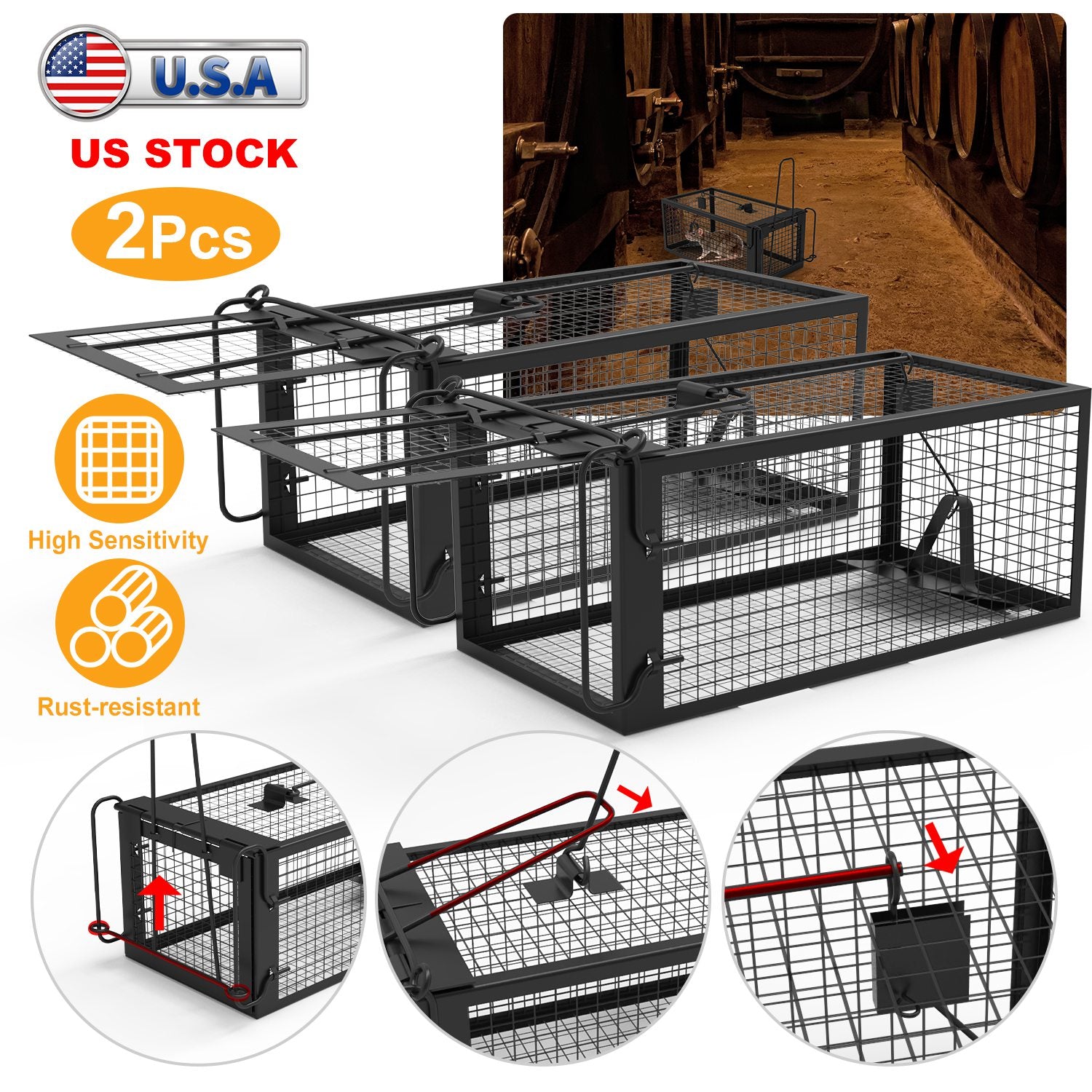 SHINEBOXX rodent rat trap - rust-resistant traps with high sensitivity for effective rodent control