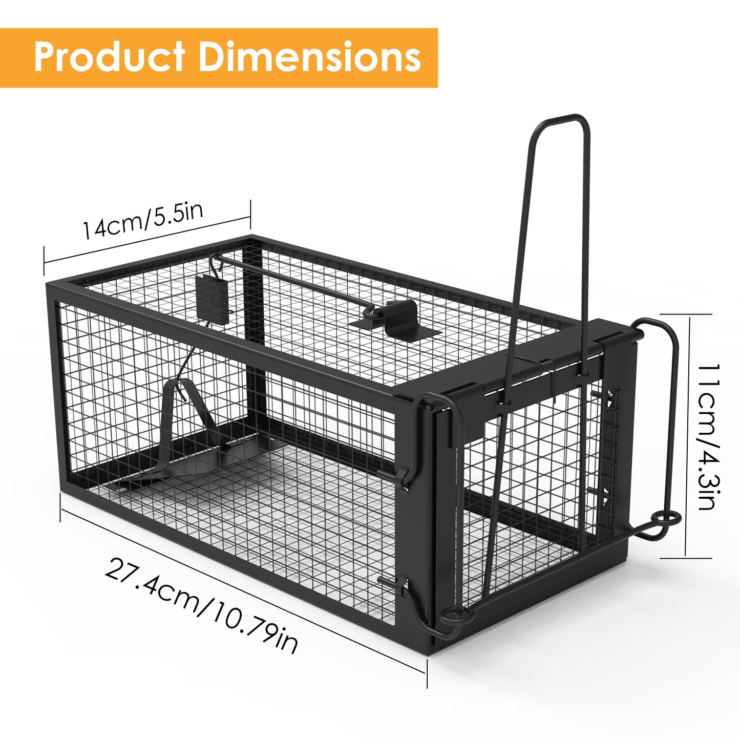 SHINEBOXX rodent rat trap — large metal cage trap for humane capture of rodents.