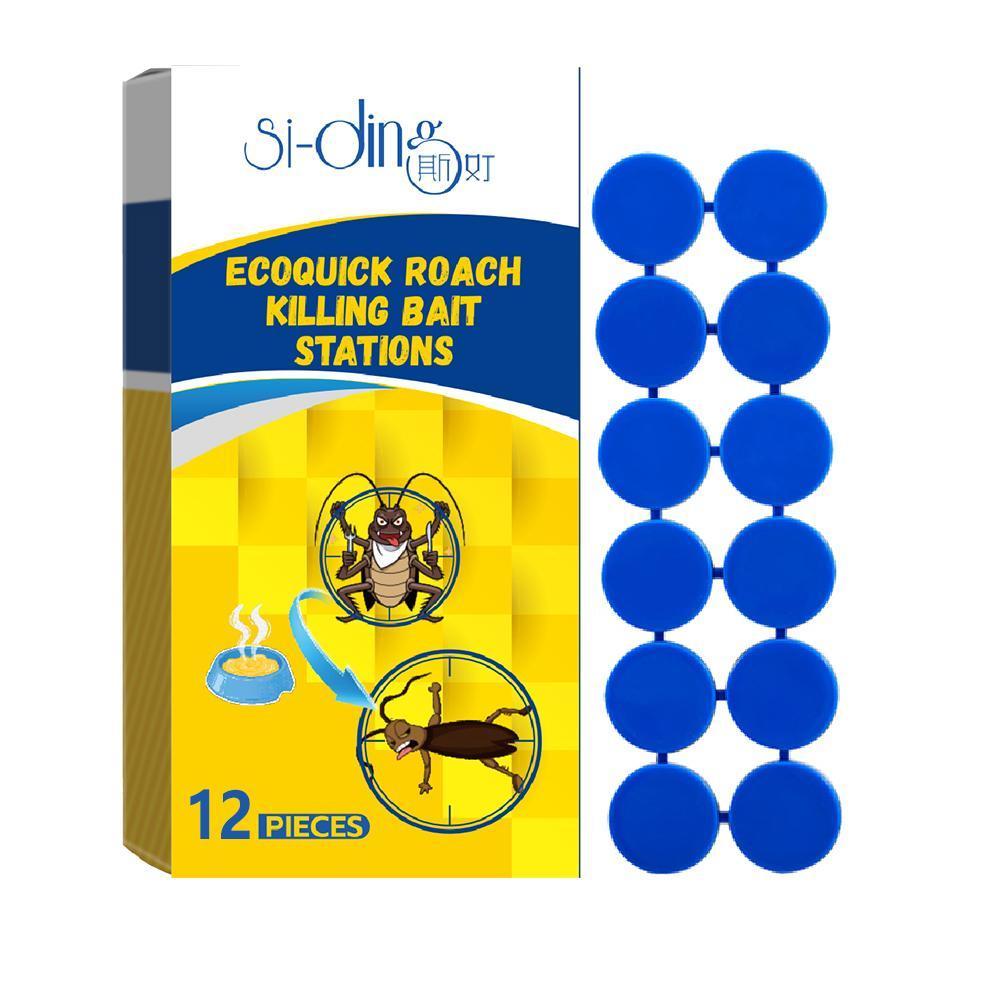 SHINEBOX Cockroach Killer Sticker package with 12 blue bait stations for effective pest control