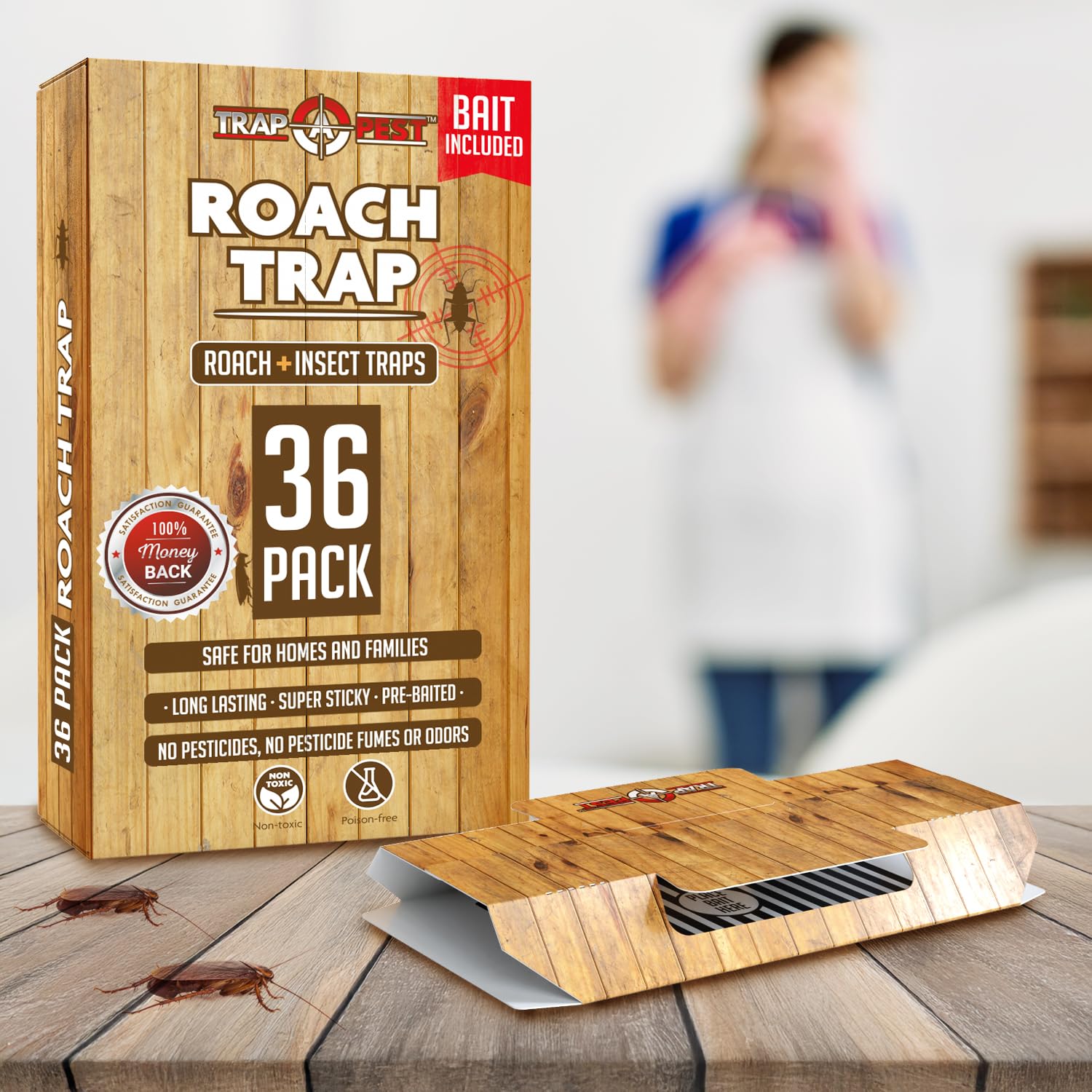 SHINEBOX roach motel gif pack of 36 traps with bait for effective roach control in homes