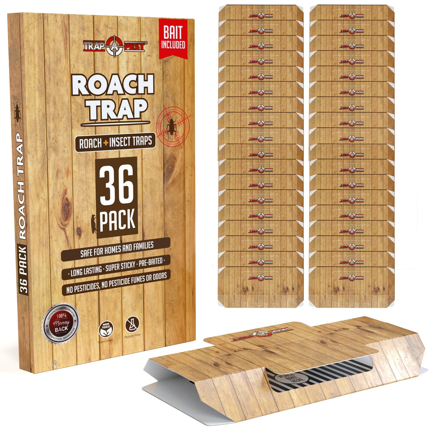 SHINEBOX 36 Pack Roach Killer with Bait Included for Effective Insect Control, featuring roach motel gif